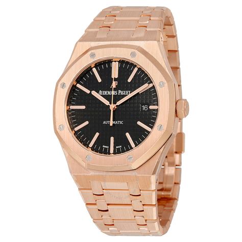 audemars piguet royal oak black dial rose gold|audemars piguet royal oak movement.